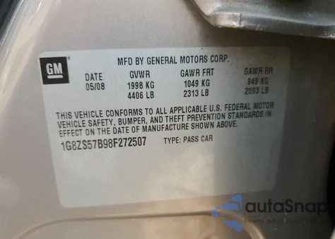 2008 Saturn Aura Xe from USA, damaged, VIN 1G8ZS57B98F272507